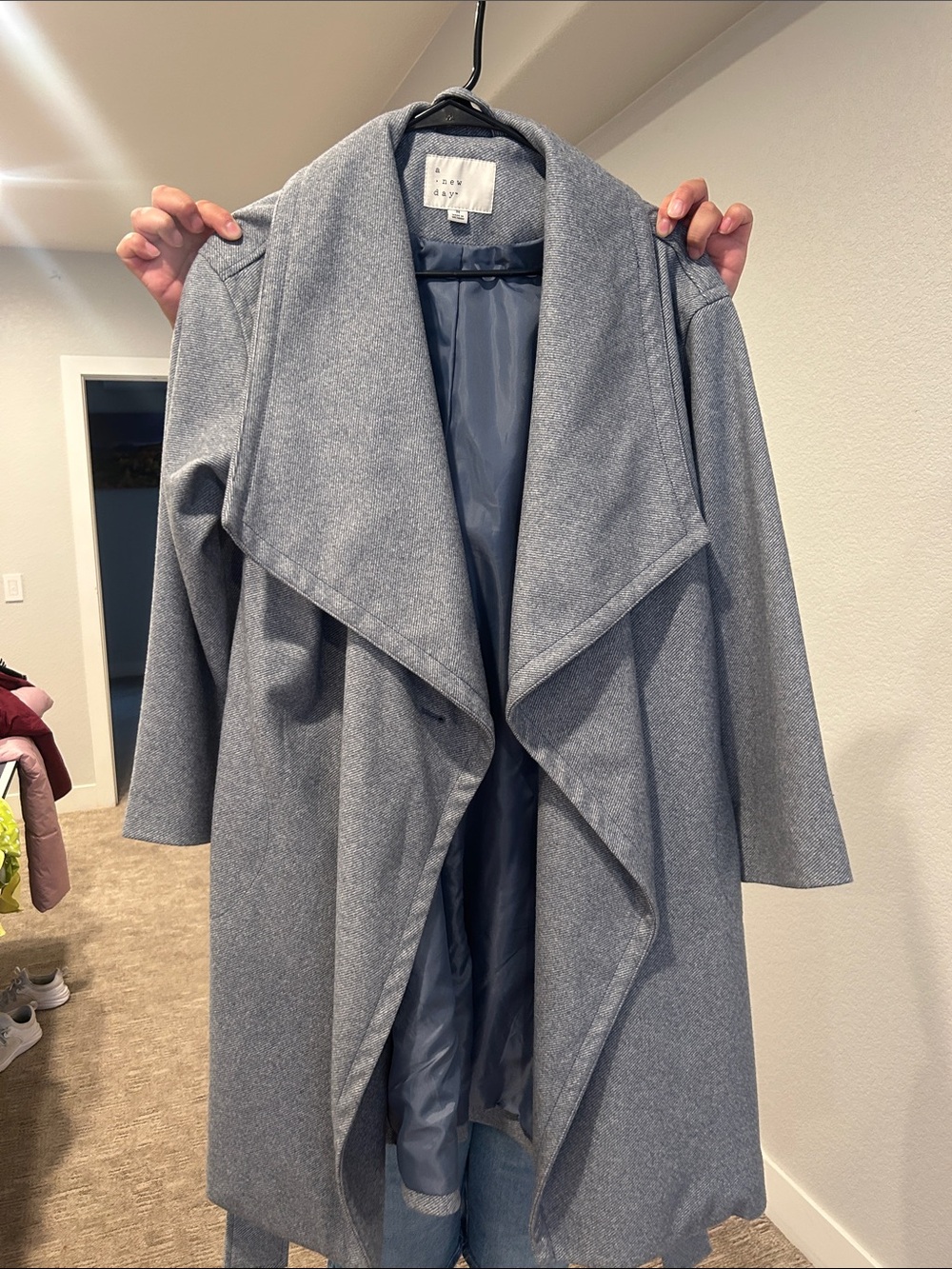 A New Day Light Gray Waterfall Trench Coat
